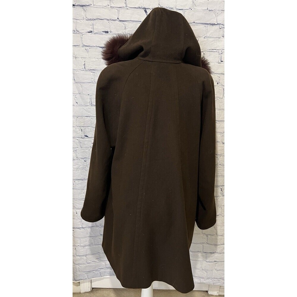 Steve By Searle Vintage Brown Wool Lined Winter Coat With Fur Trim Hood (4) L/XL - Picture 6 of 8